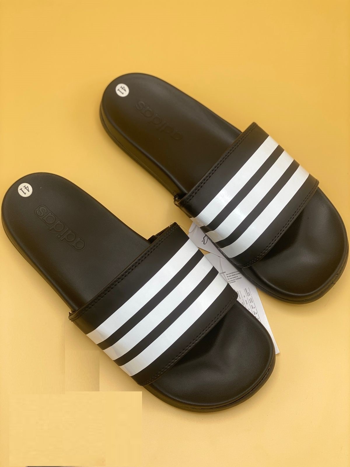 Classic Triple Stripe Black Slides – Premium Edition