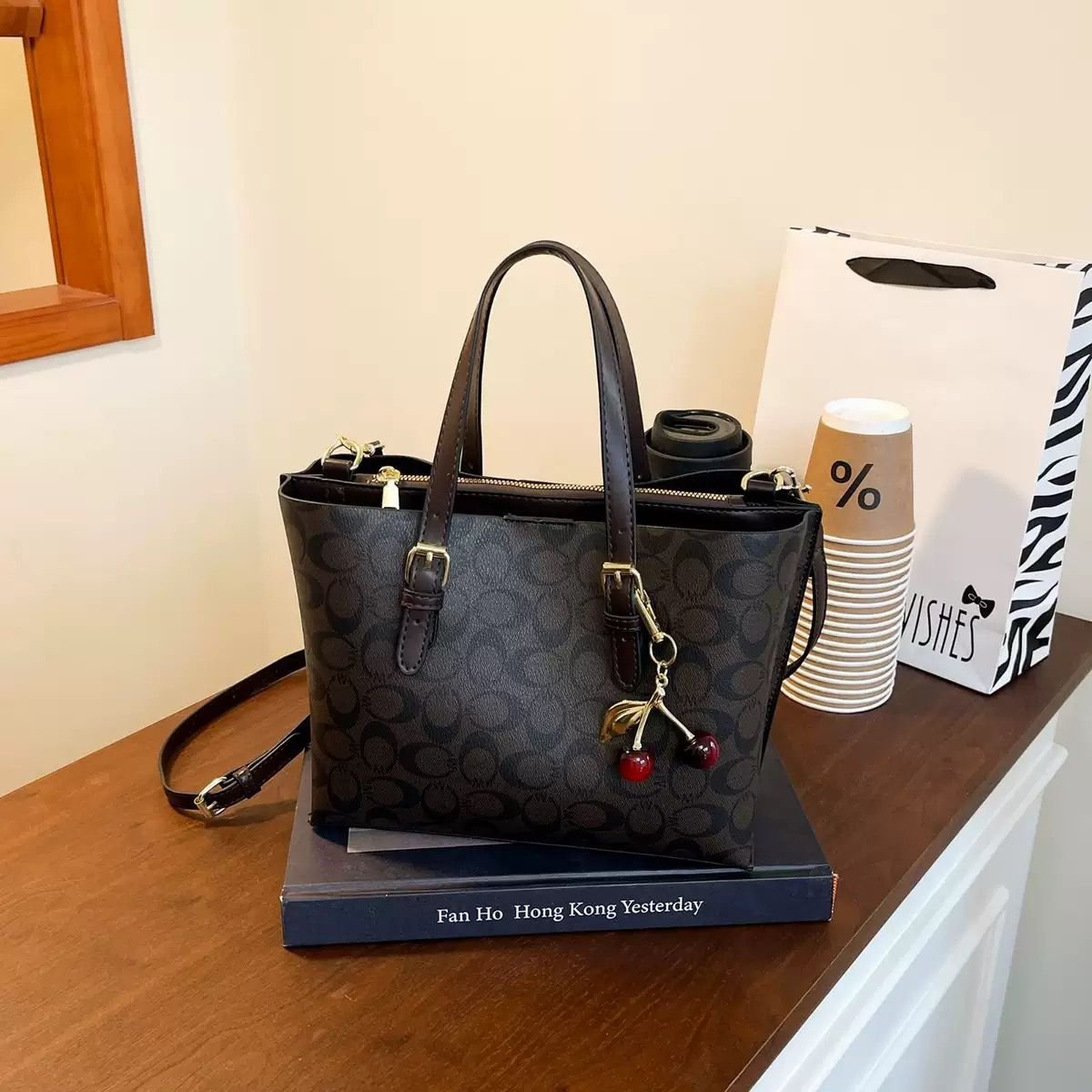 Ring-Accent Satchel Bag