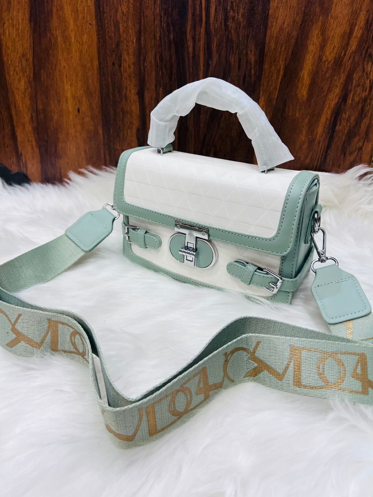 Geometric Quilted Satchel Bag