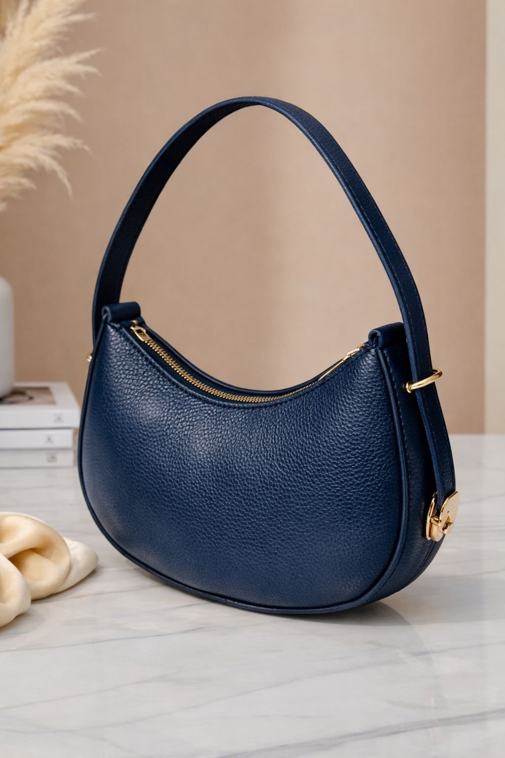 Midnight Crescent Hobo Bag