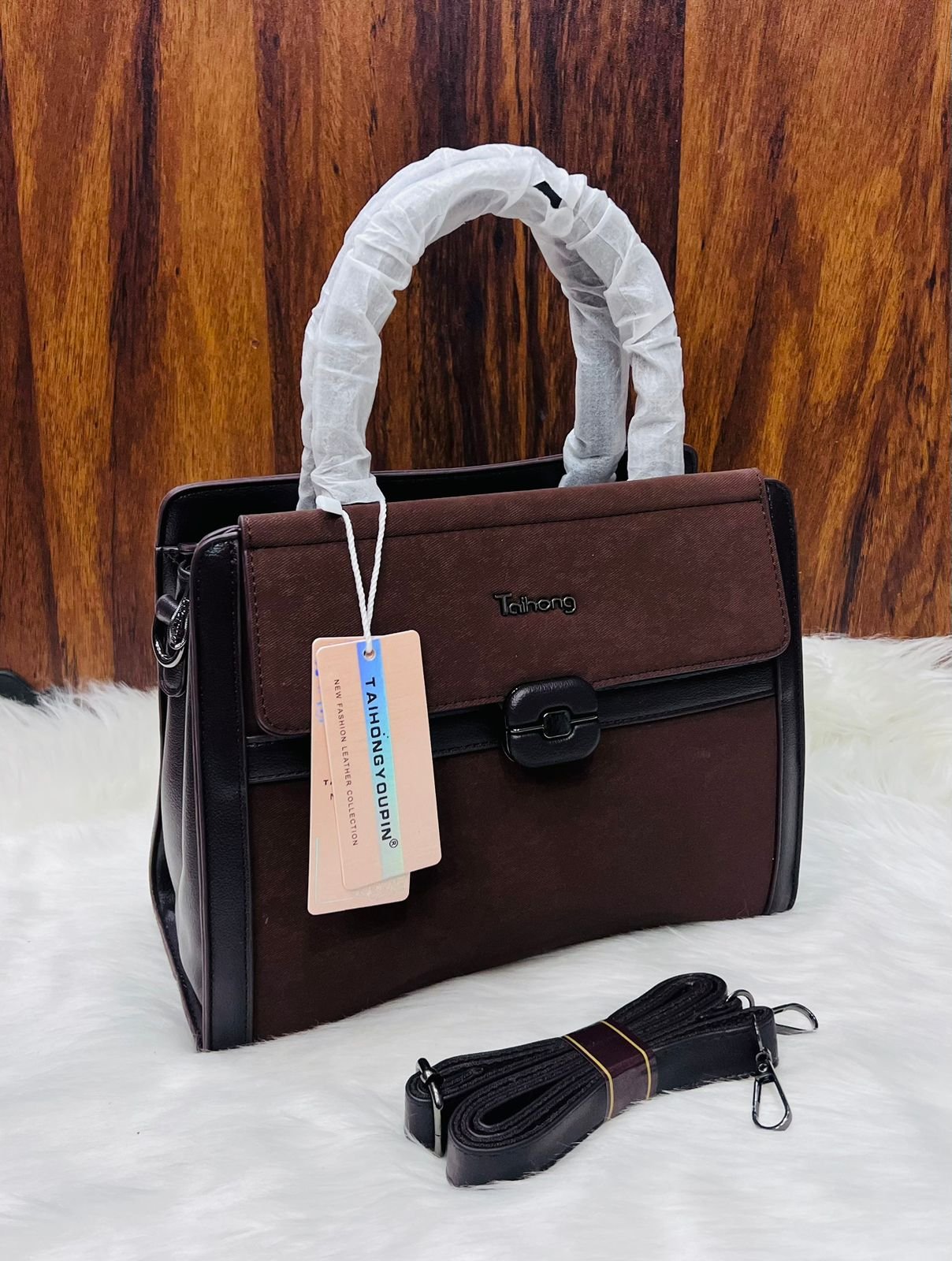 Taihong Dual-Texture Top-Handle Satchel