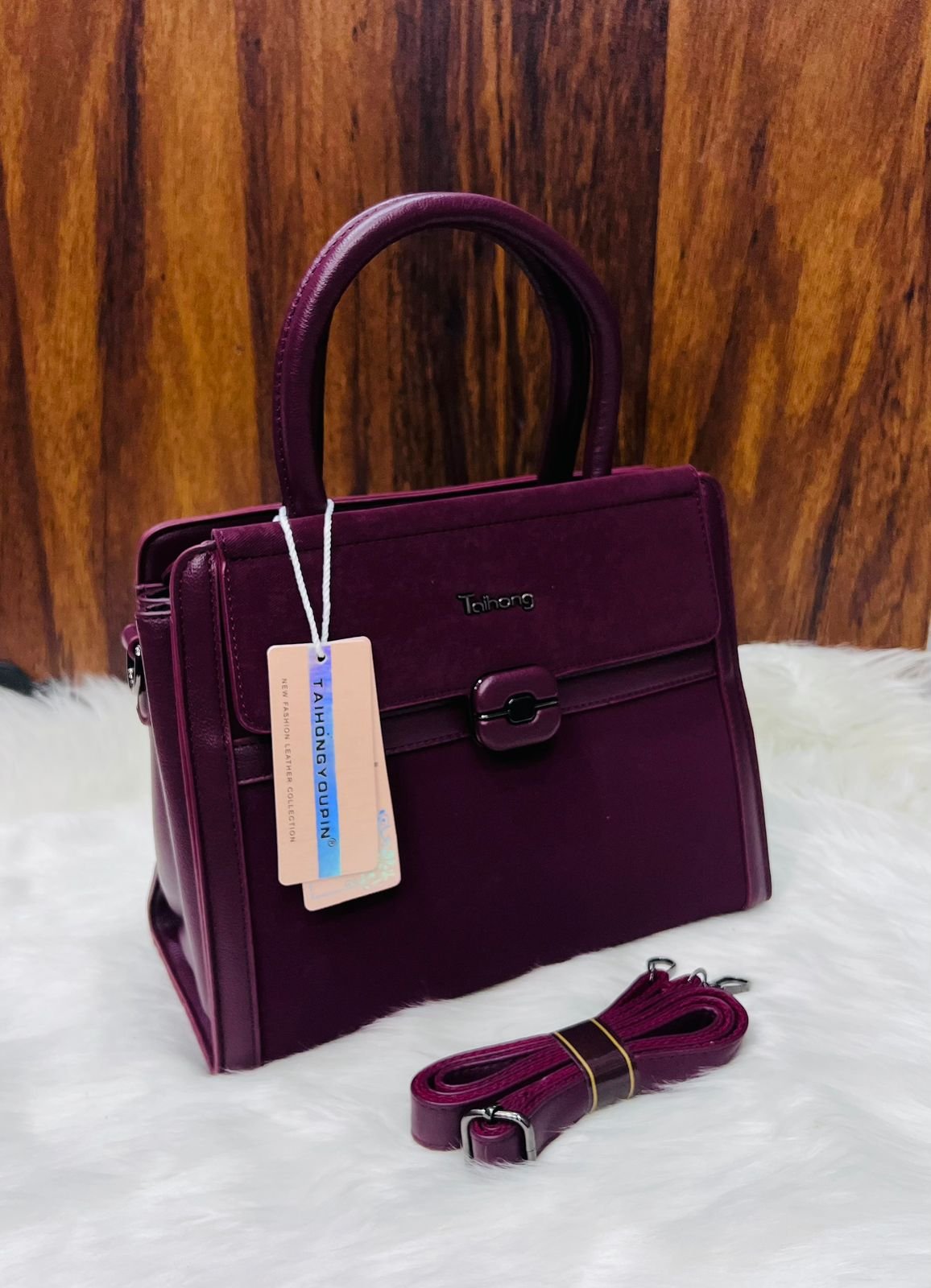 Taihong Dual-Texture Top-Handle Satchel