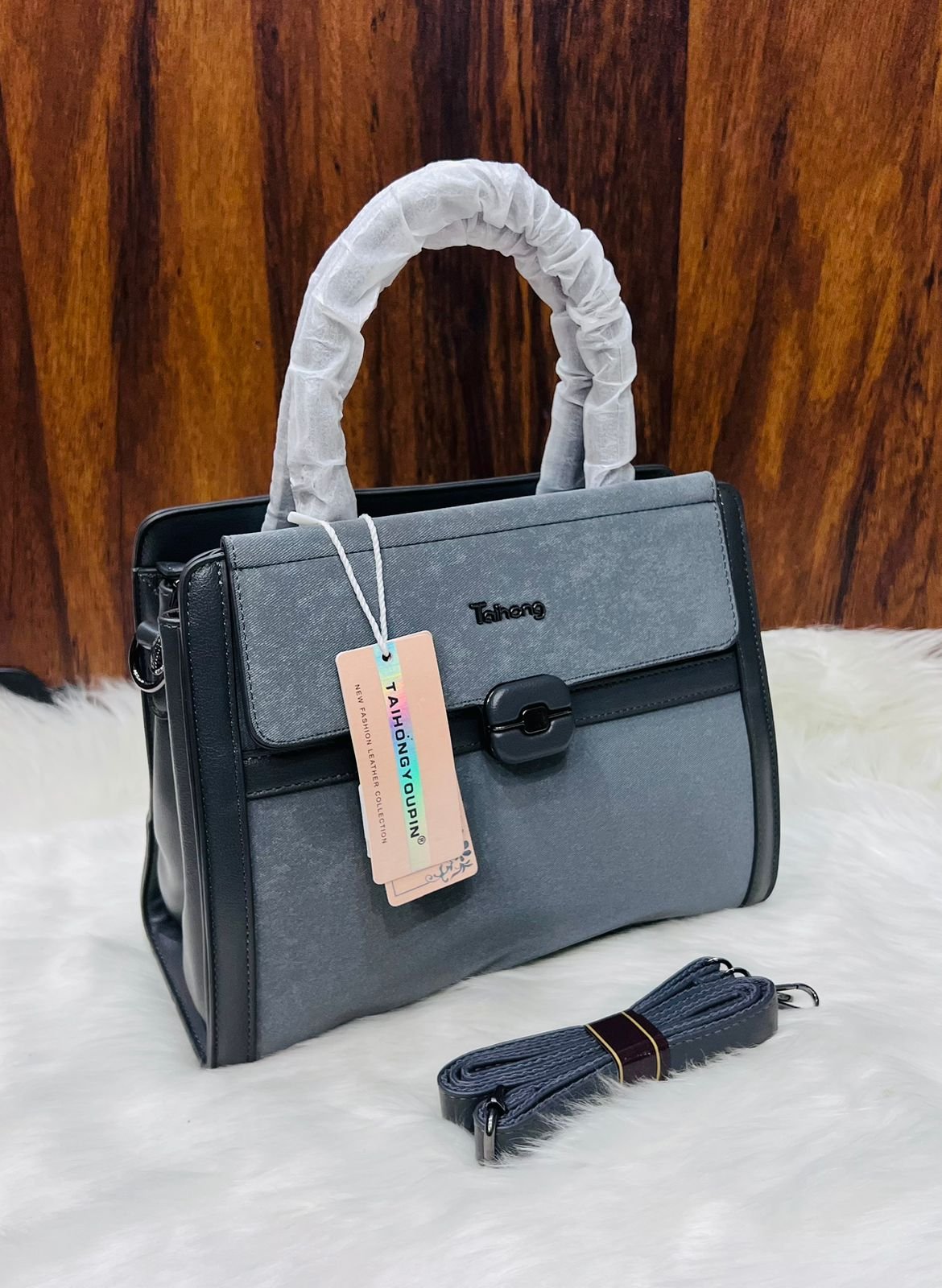 Taihong Dual-Texture Top-Handle Satchel
