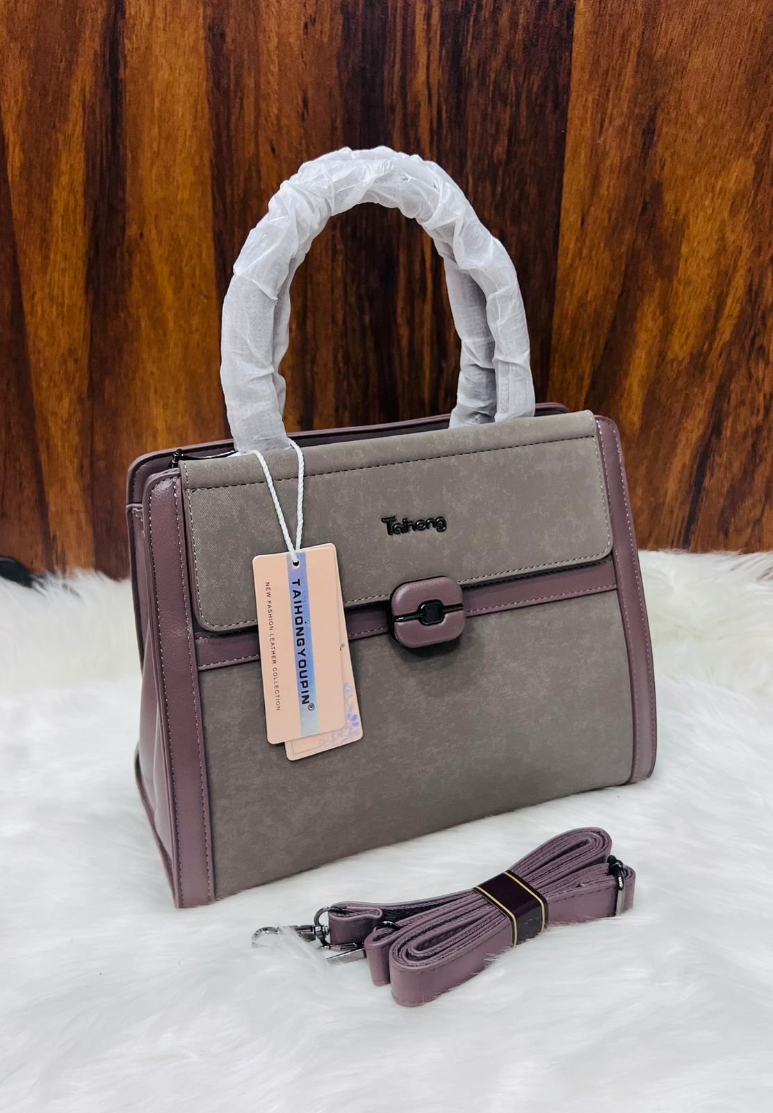 Taihong Dual-Texture Top-Handle Satchel