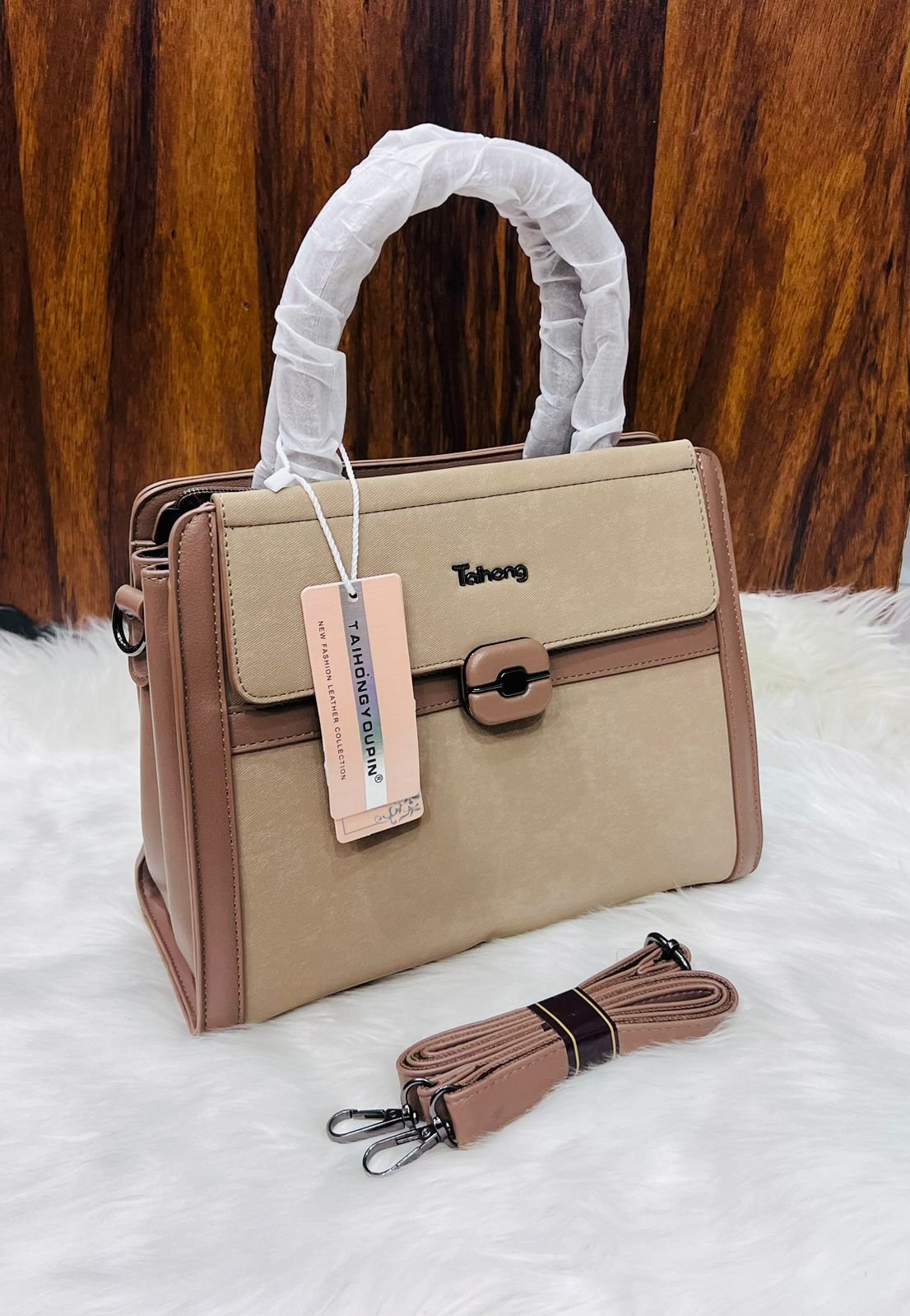 Taihong Dual-Texture Top-Handle Satchel