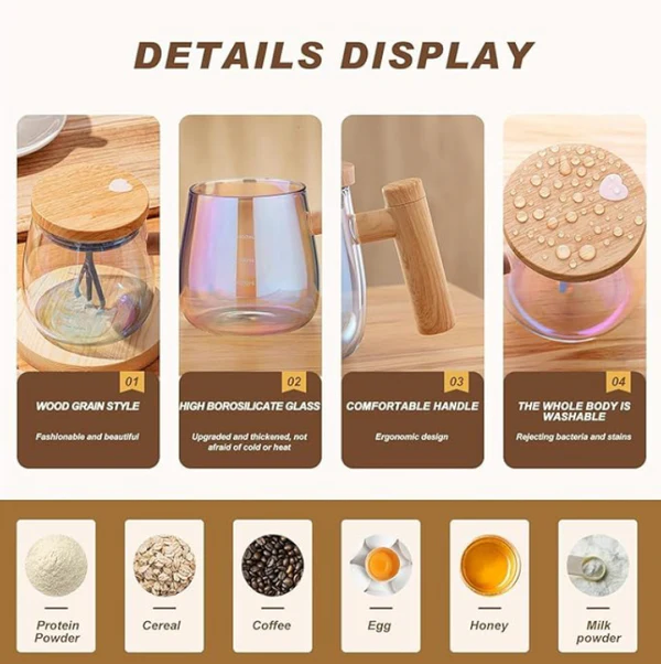 400ml Rechargeable Self-Stirring Glass Mug