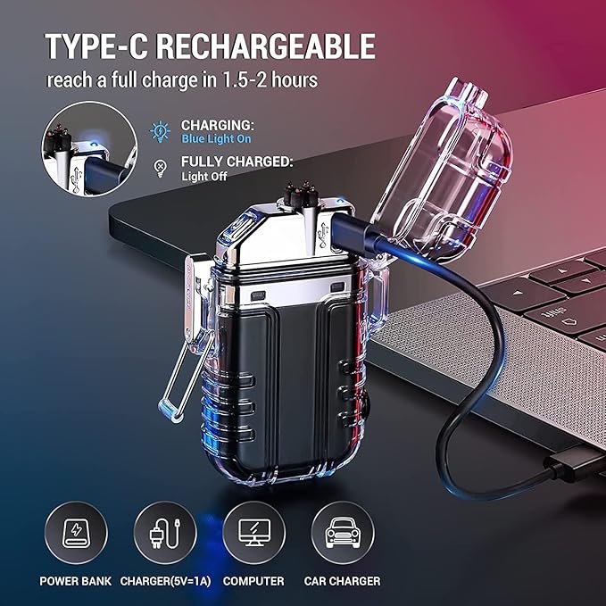 2-in-1 Dual Arc Plasma Lighter & COB Flashlight