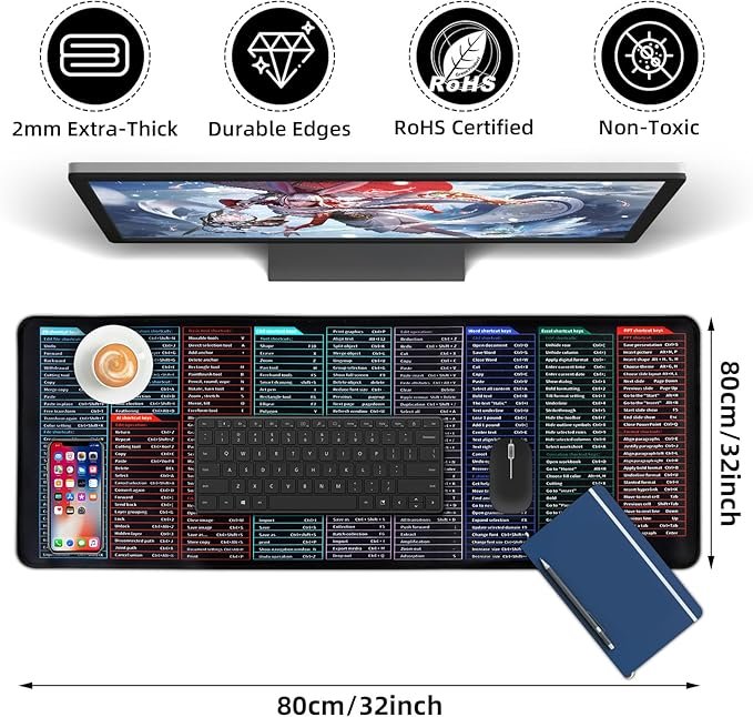 Large Anti-Slip Shortcut Keyboard Mat