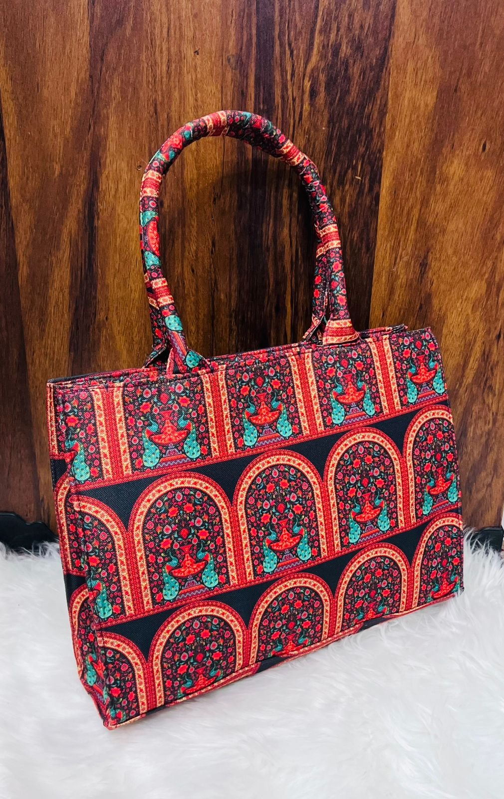 Scalloped-Edge Satchel Bag