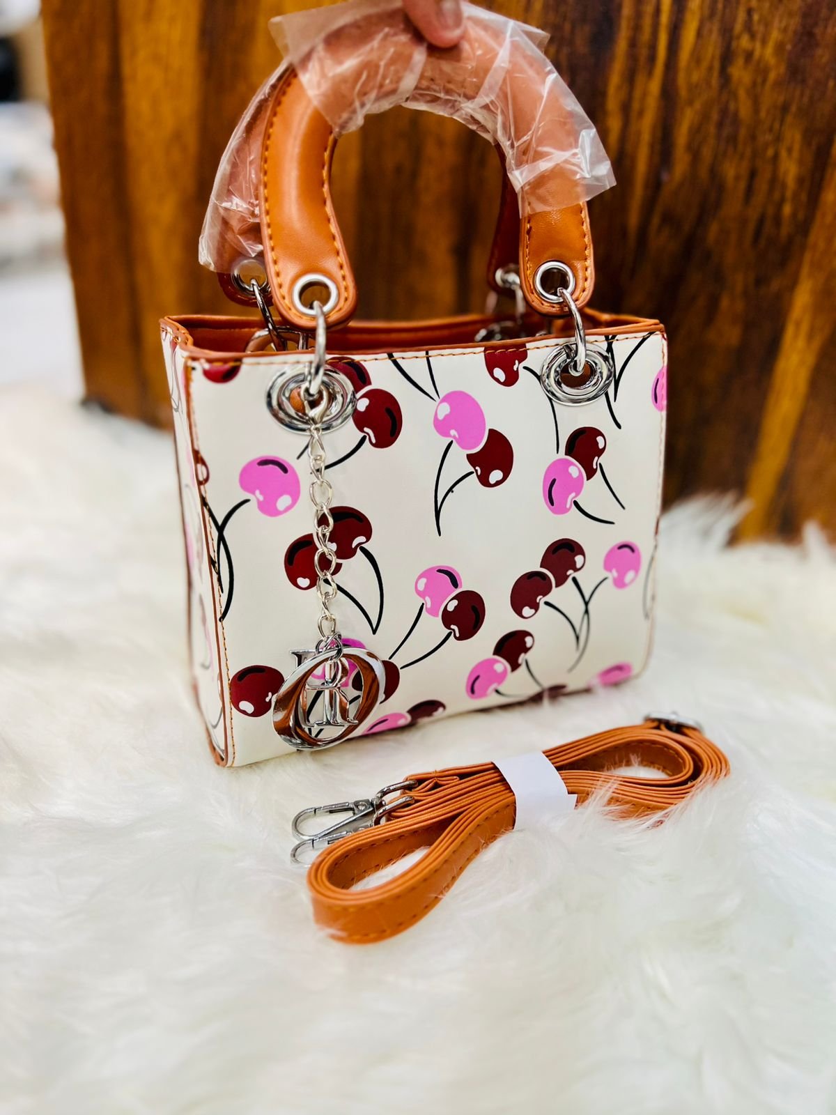 Gold-Emblem Satchel Bag