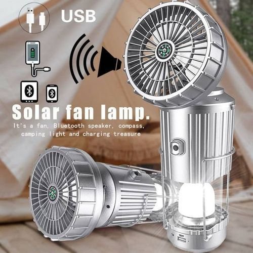 6-in-1 Solar Camping Lantern with Integrated Cooling Fan