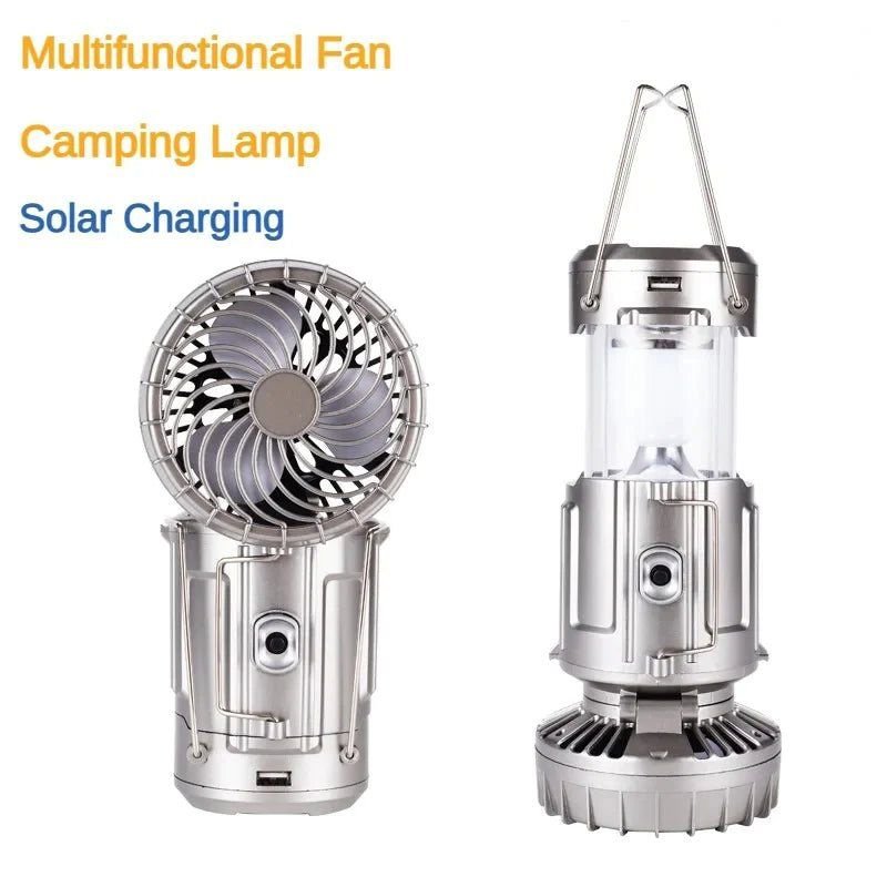 6-in-1 Solar Camping Lantern with Integrated Cooling Fan