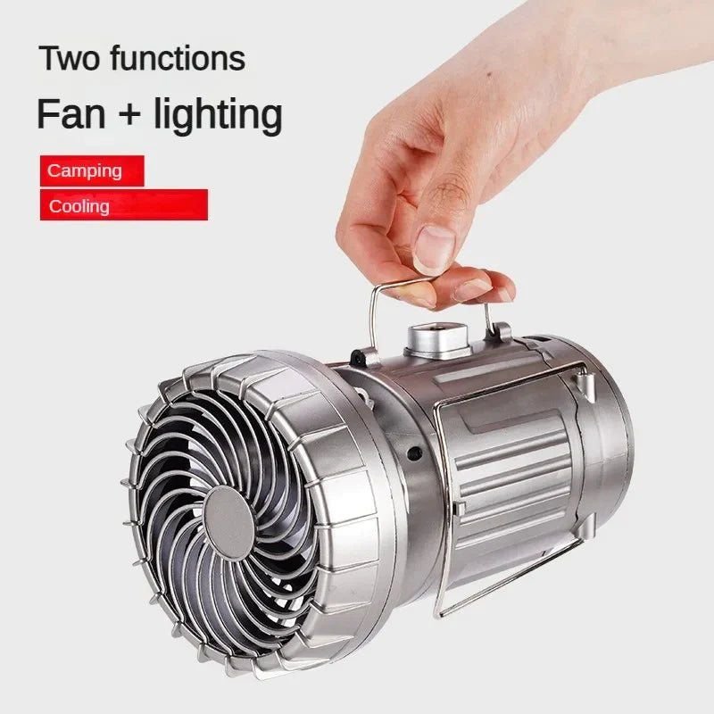 6-in-1 Solar Camping Lantern with Integrated Cooling Fan