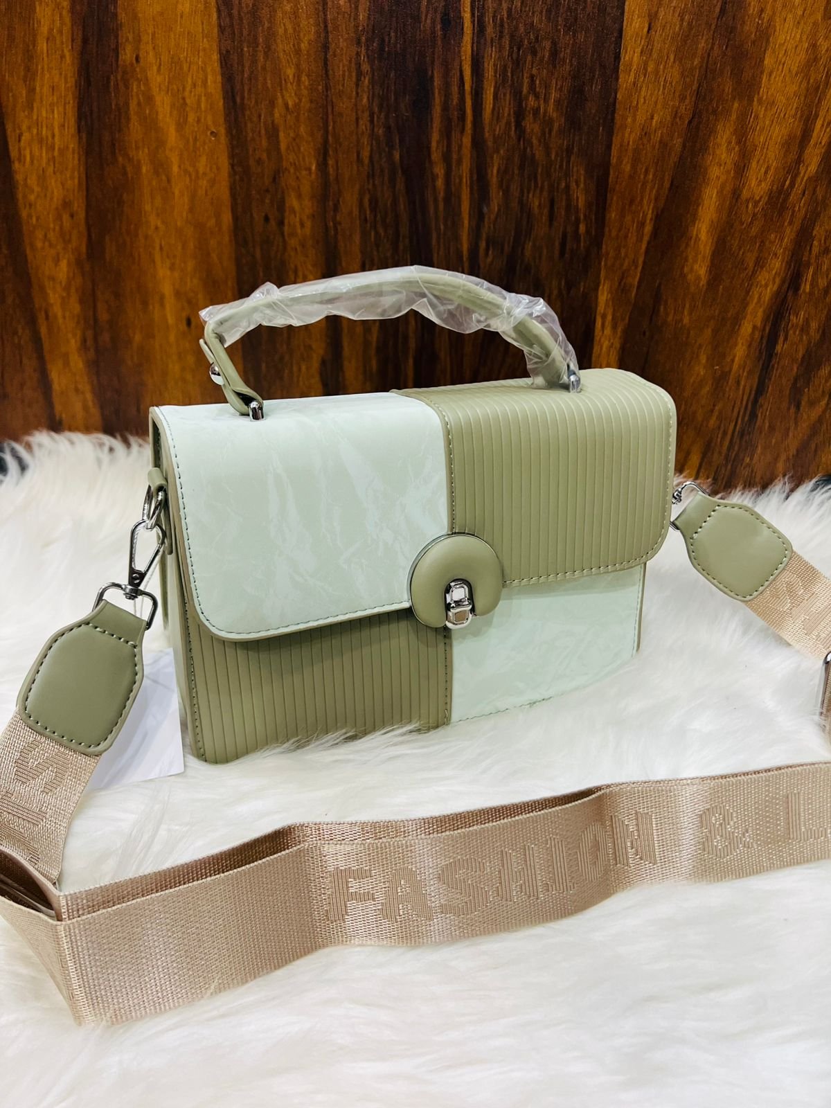 Signature Dual-Pattern Structured Handbag