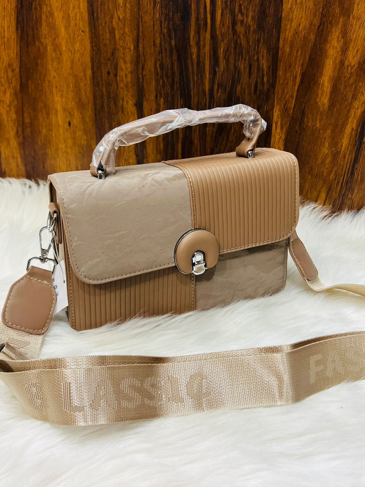 Signature Dual-Pattern Structured Handbag