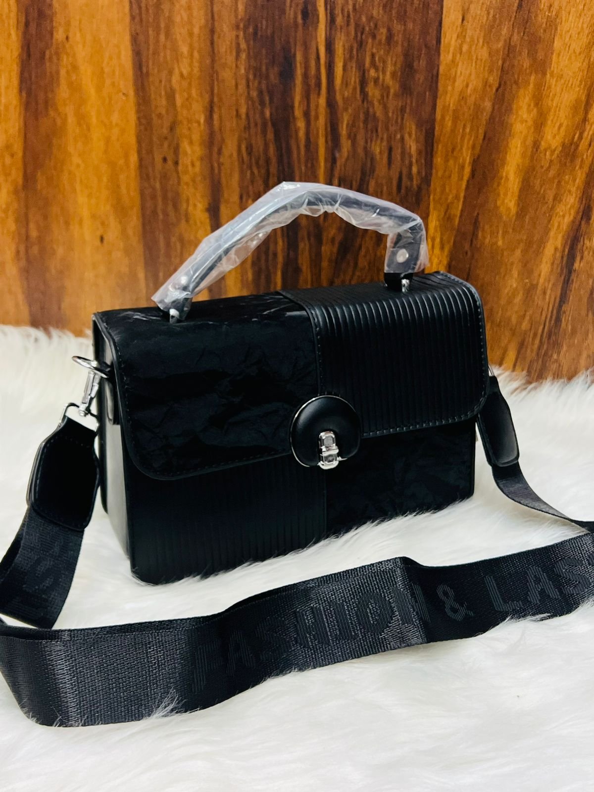 Signature Dual-Pattern Structured Handbag