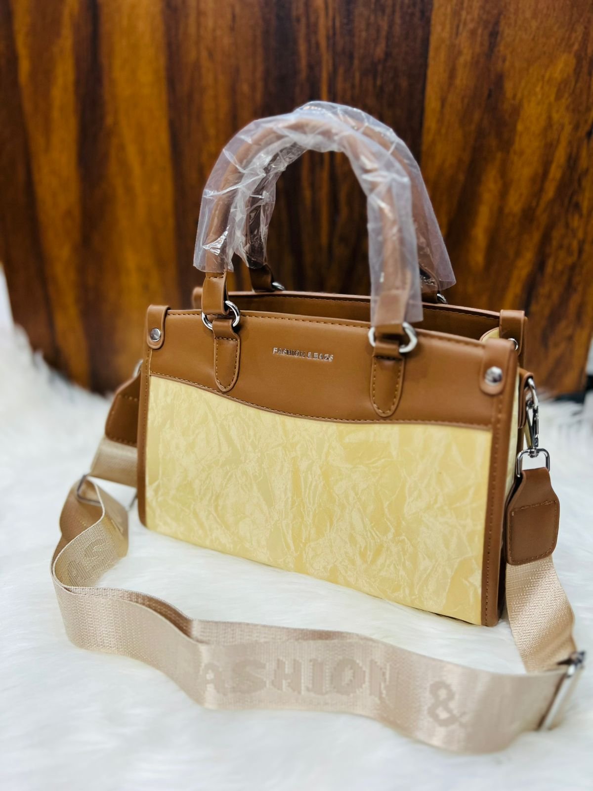 Geometric Flap Top-Handle Bag