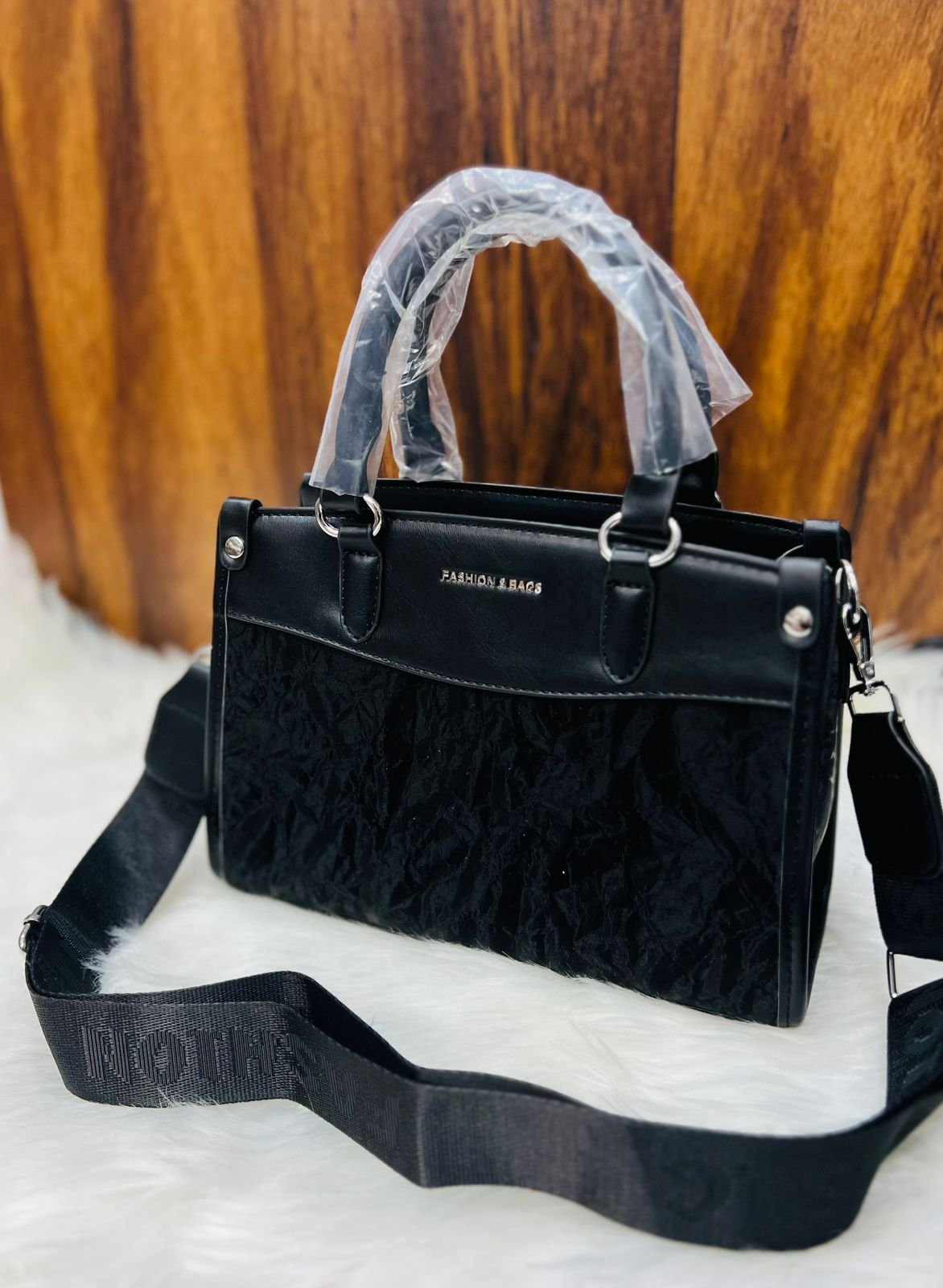 Geometric Flap Top-Handle Bag
