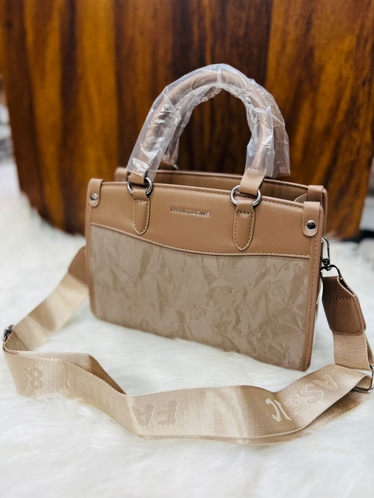 Geometric Flap Top-Handle Bag