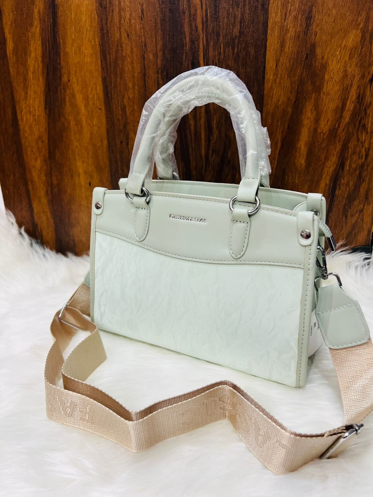 Geometric Flap Top-Handle Bag