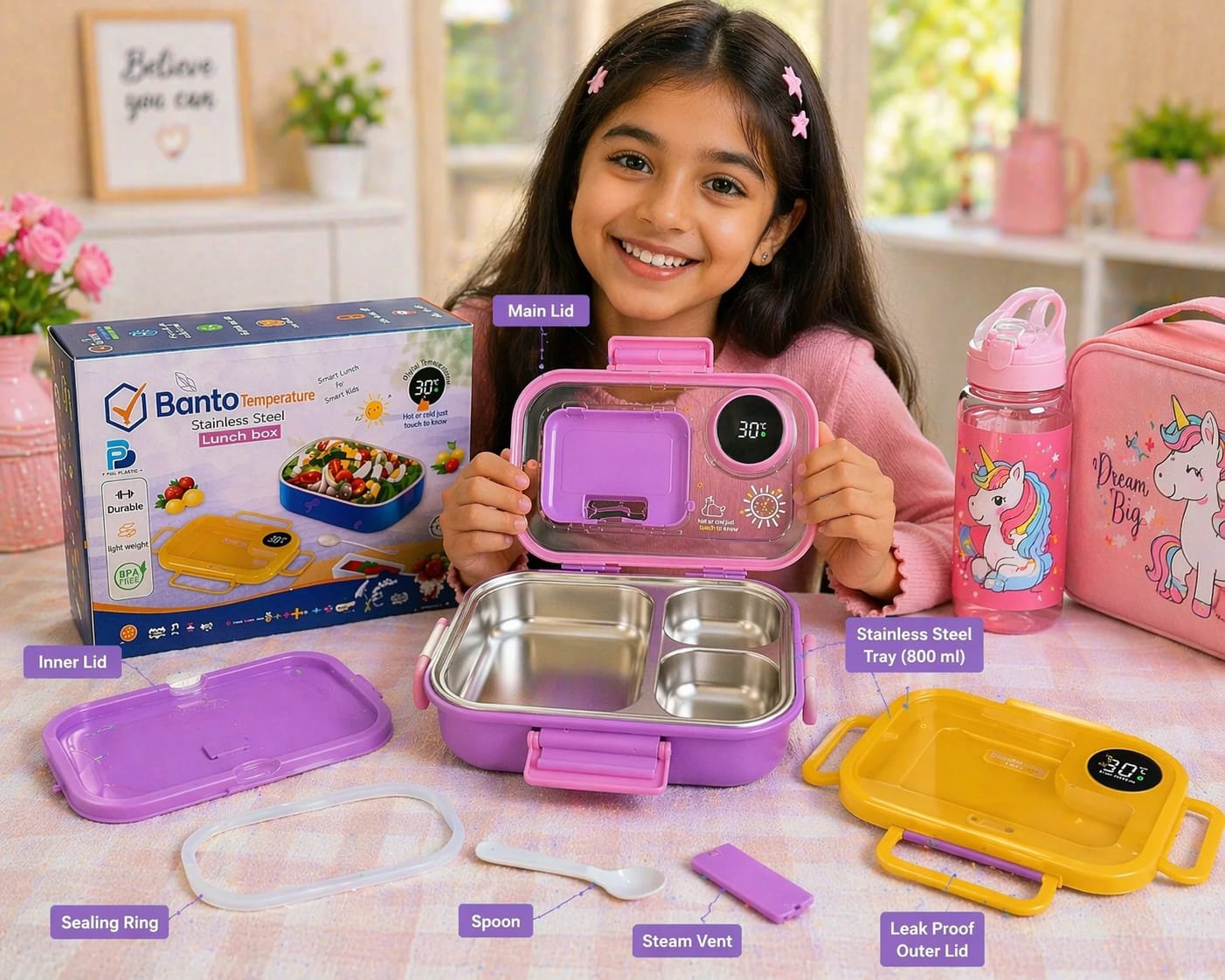 Banto Series 800ml Stainless Steel Lunch Box