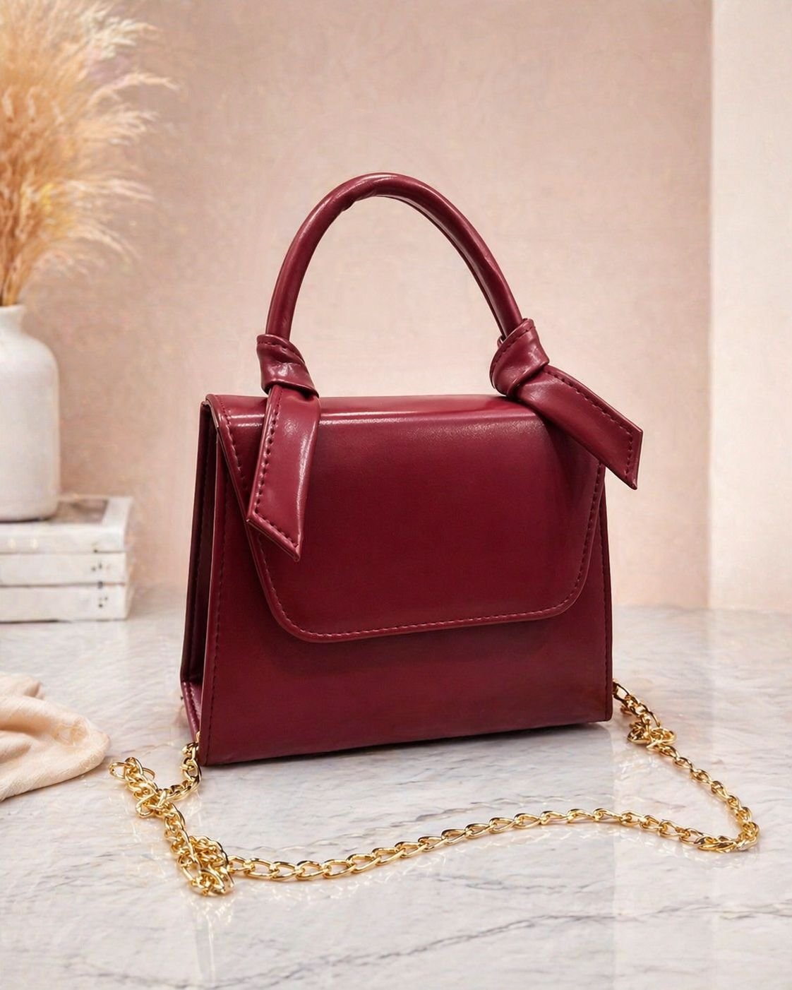 Diamond-Quilted Chain Crossbody