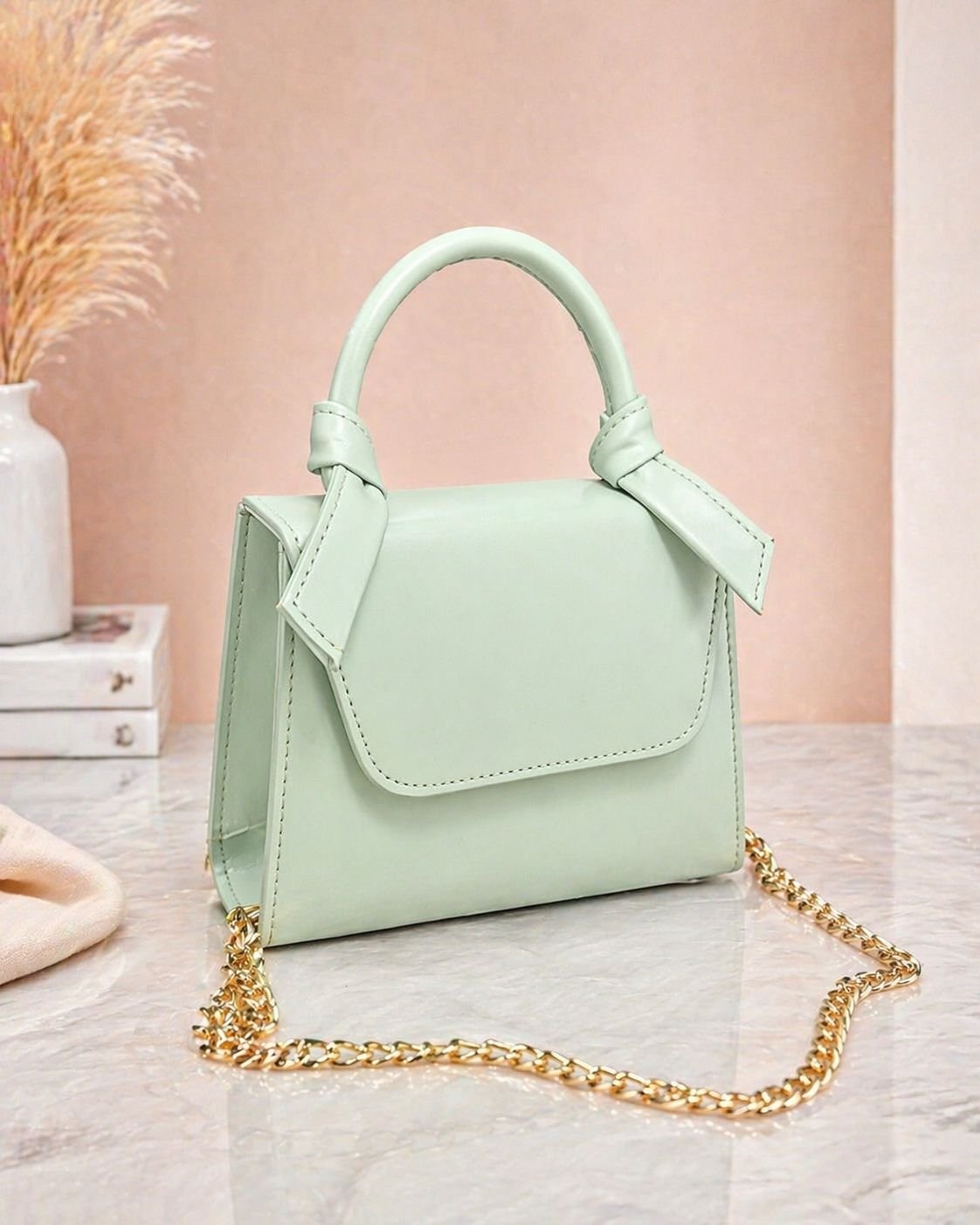 Diamond-Quilted Chain Crossbody