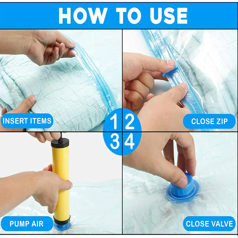 5-Piece Vacuum Storage Bag Set with Suction Pump
