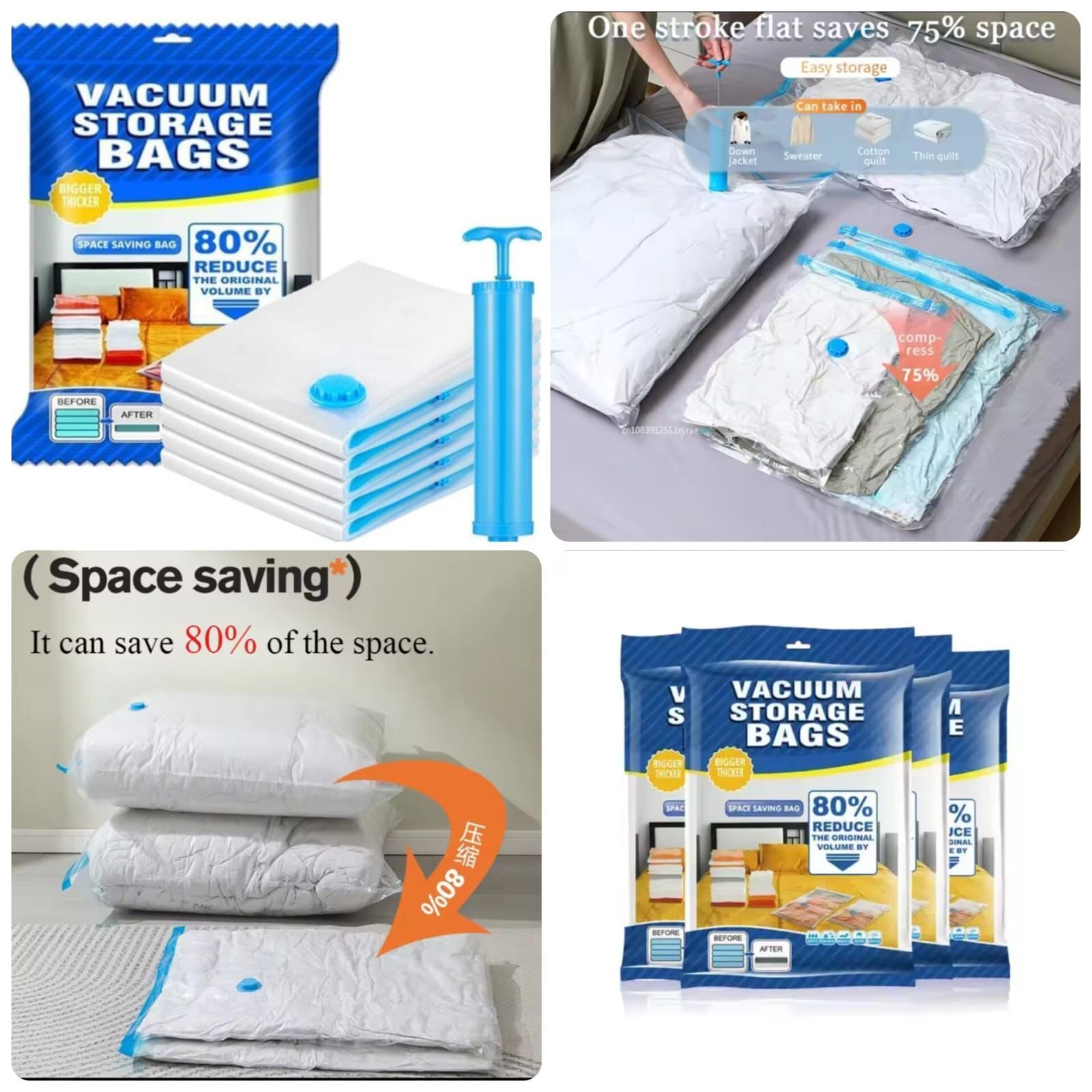 5-Piece Vacuum Storage Bag Set with Suction Pump